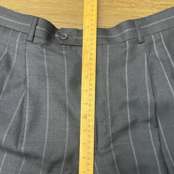 Pino Baldini Super 120s Mens Suit 44L Blue Stripe 38Wx 44L Pleated pants - Picture 10 of 12